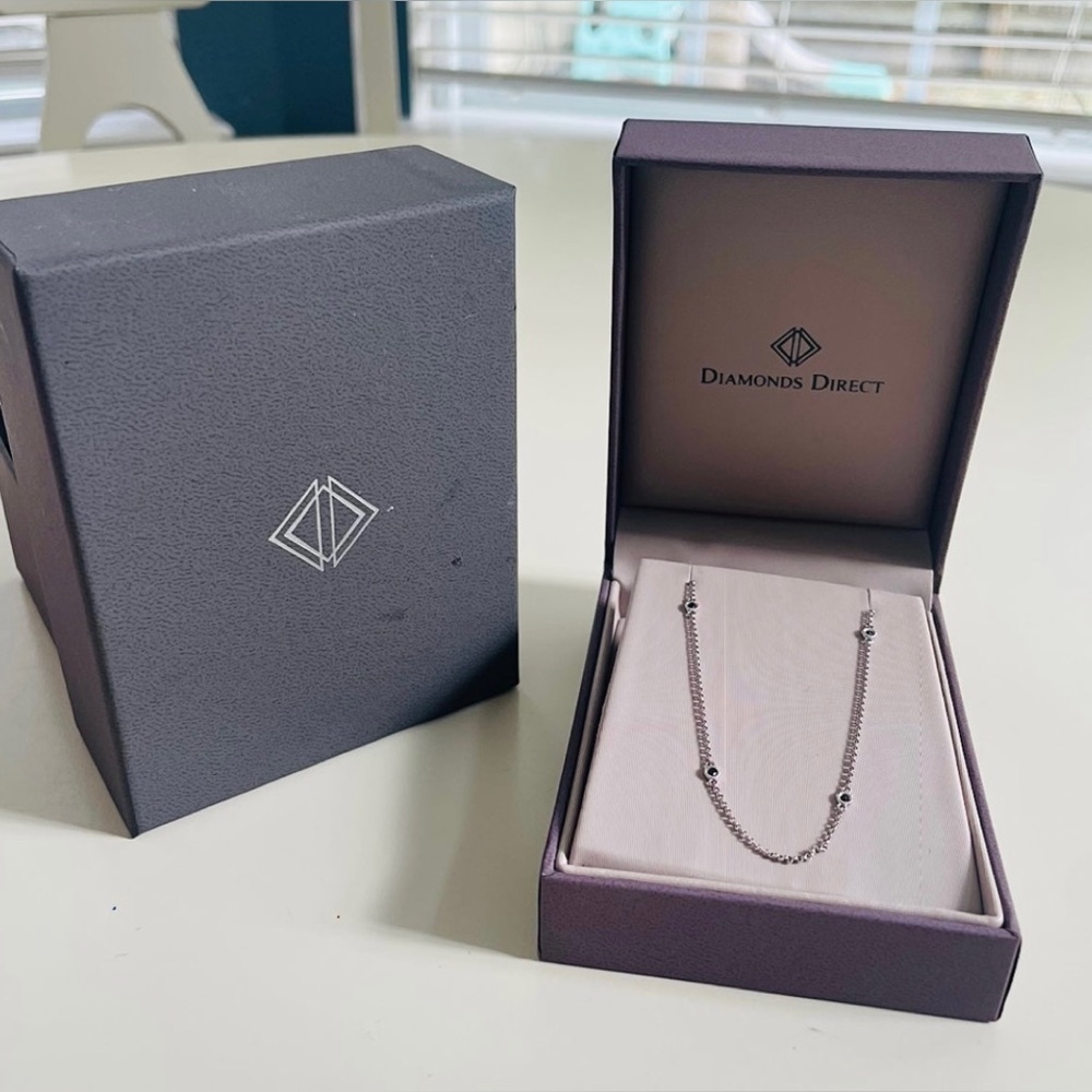 14k White Gold Black Diamonds By The Yard Necklace